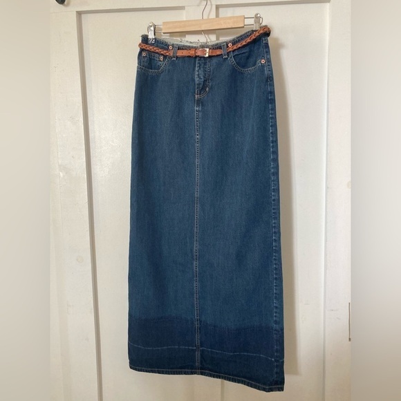 Manager Canada denim maxi skirt size 28 raw edge waist hem slit skirt distressed - Picture 1 of 11